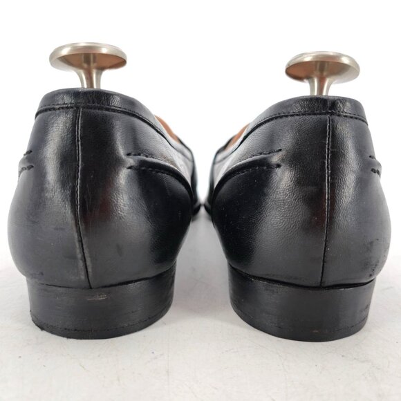 Vintage Bragano Cole Haan Italy Men 11.5 Black Leather Dress Shoes Penny Loafers - Picture 5 of 11